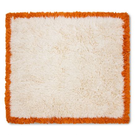 Tapis Shaggy blanc et orange 250x250cm, HK Living