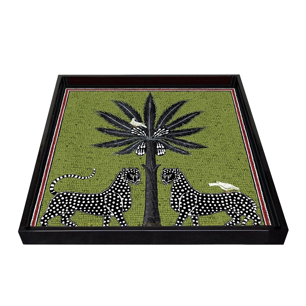 Léopard Tray Vert, Plateau Ortigia, 25.5cm x 25.5 cm Léopard Tray Vert, Plateau Ortigia, 25.5cm x 25.5 cm