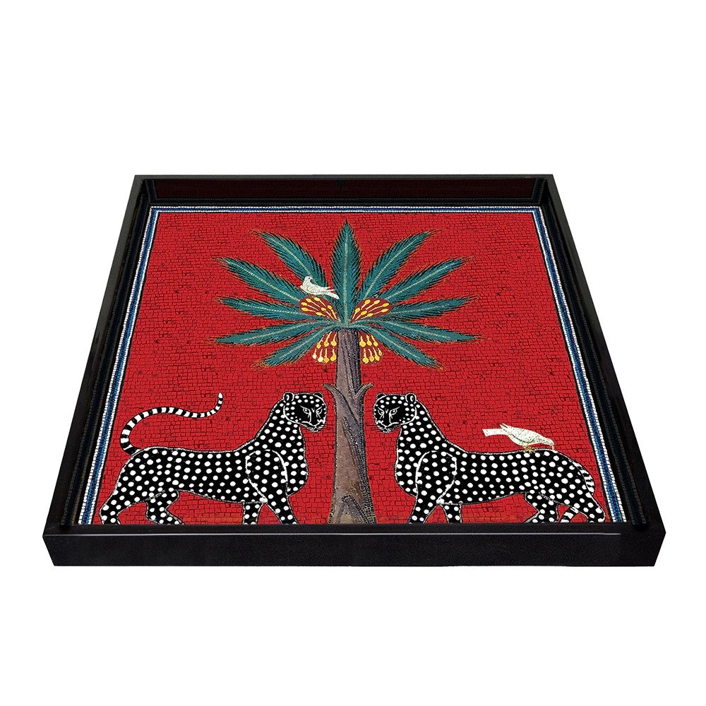 Léopard Tray Rouge, Plateau Ortigia, 25.5cm x 25.5 cm Léopard Tray Rouge, Plateau Ortigia, 25.5cm x 25.5 cm