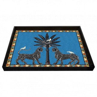 Léopard Tray Large Bleu, Plateau Ortigia, 38 cm x 28 cm