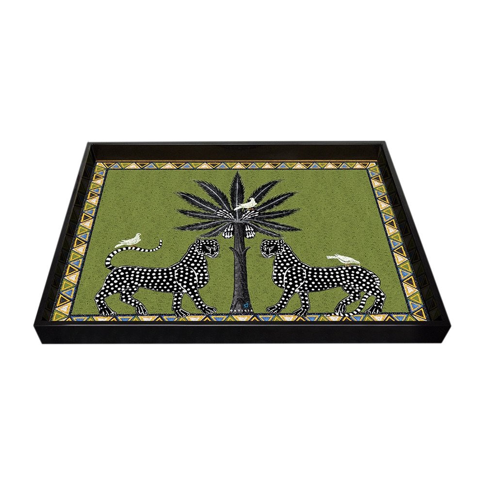 Léopard Tray Large Vert, Plateau Ortigia, 38 cm x 28 cm Léopard Tray Large Vert, Plateau Ortigia, 38 cm x 28 cm