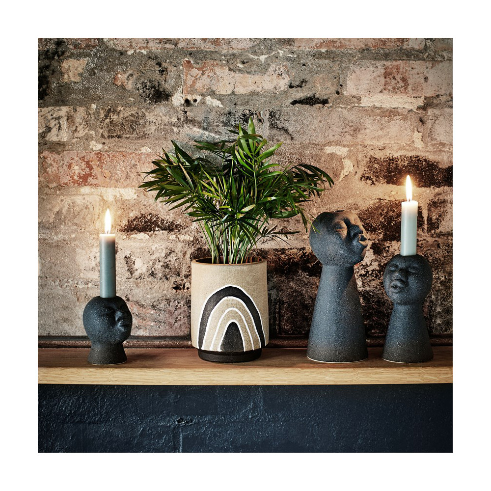 Pot in terracota, white and natural black, Madam Stoltz