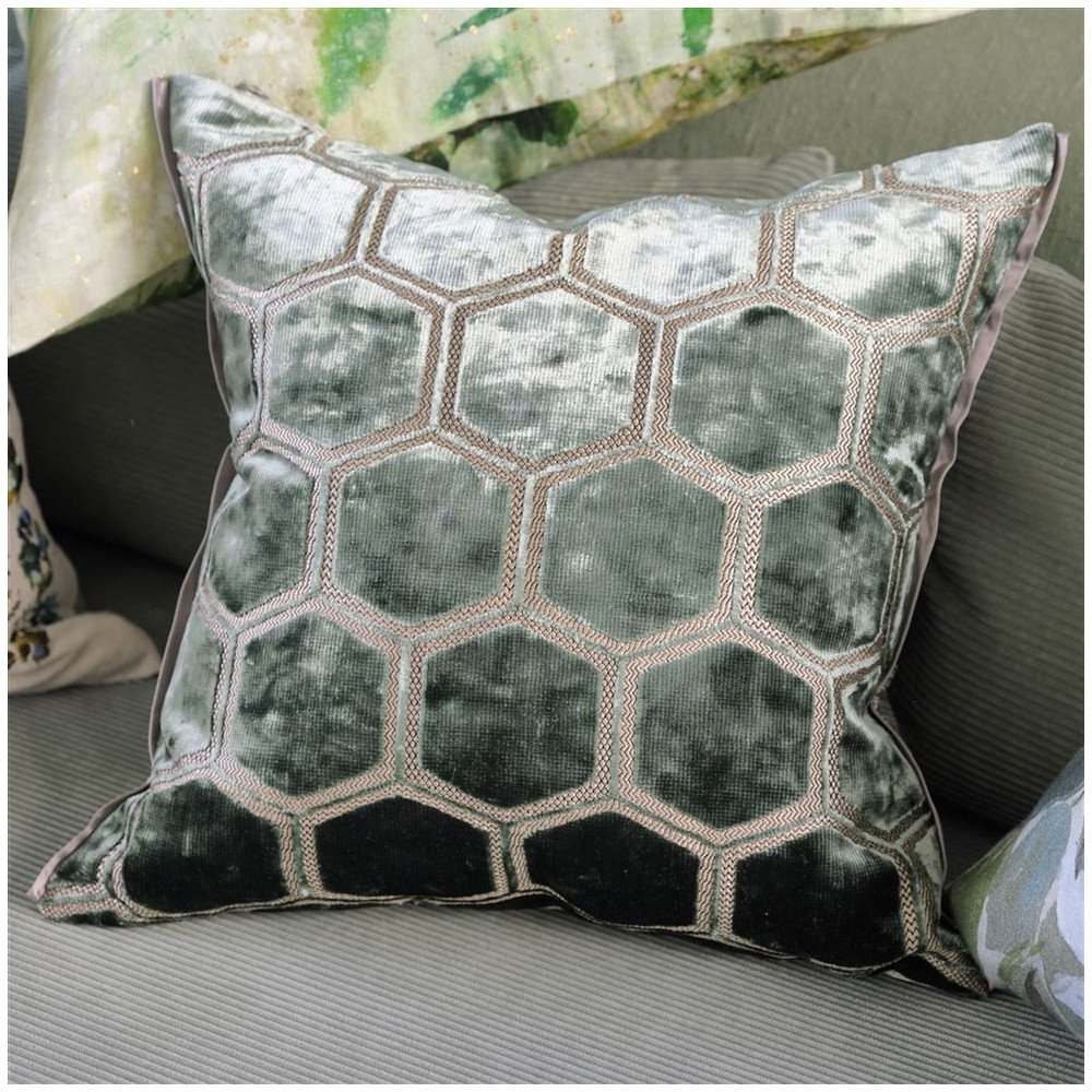 Manipur Silver, Coussin Designers Guild, 43cmx43cm Manipur Silver, Coussin Designers Guild, 43cmx43cm