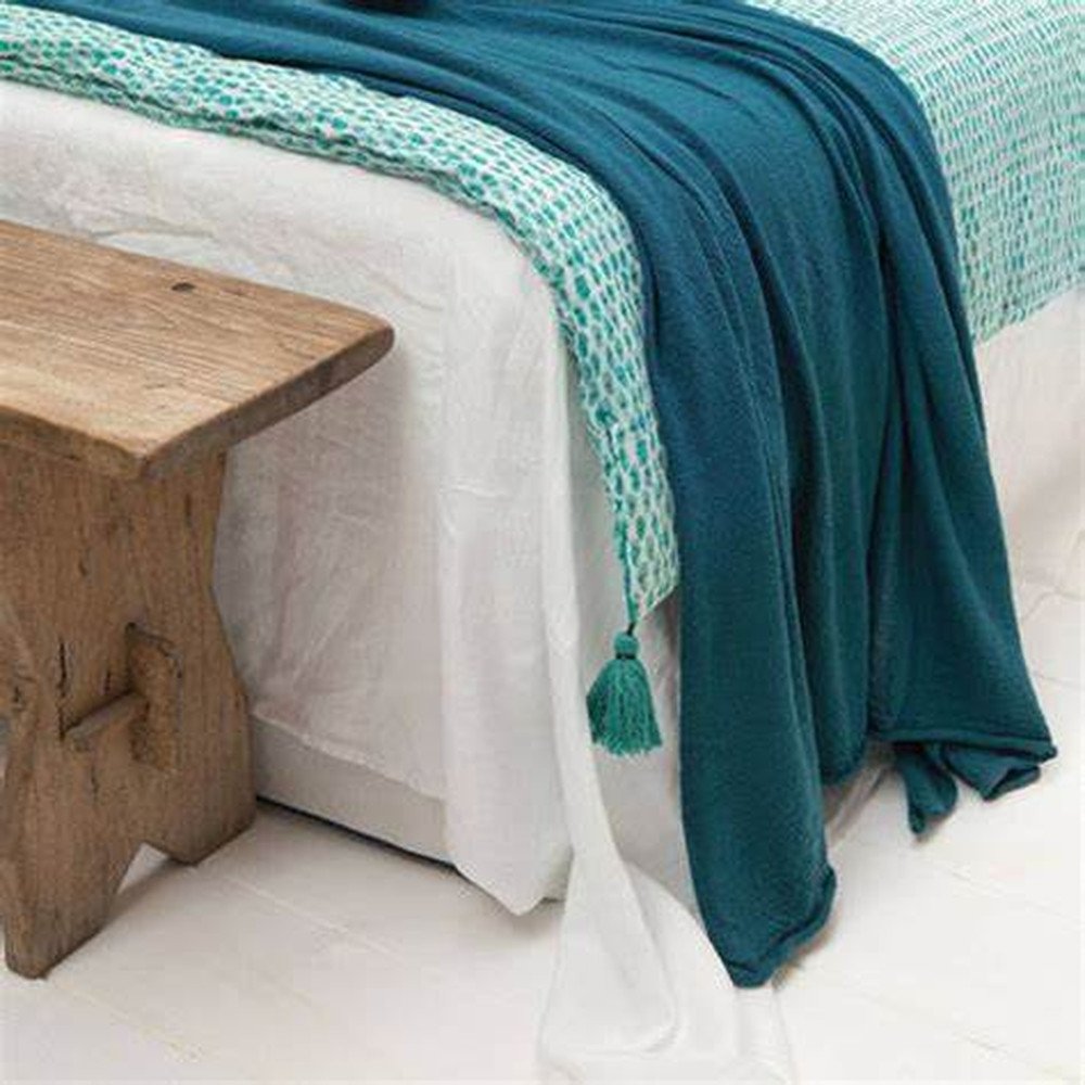 Indianna, Turquoise, Plaid ou Jeté de canapé, Elitis Indianna, Turquoise, Plaid ou Jeté de canapé, Elitis