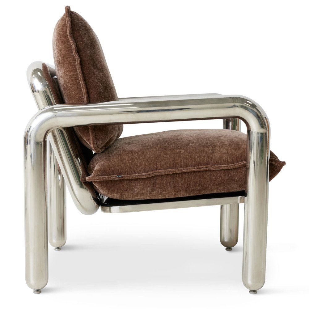 Fauteuil Lounge chromé en velours, HK Living Fauteuil Lounge chromé en velours, HK Living