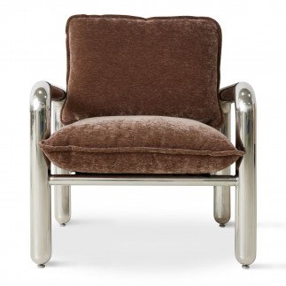 Fauteuil Lounge chromé en velours, HK Living