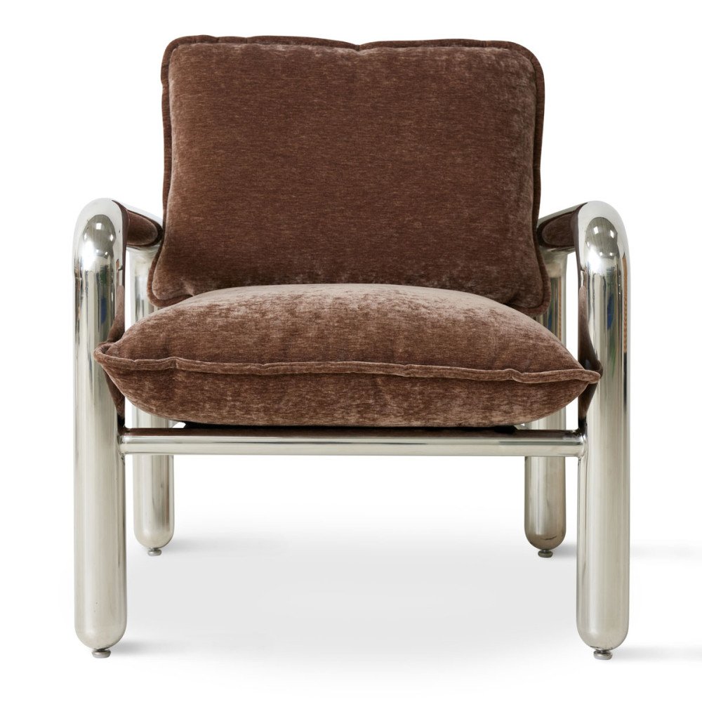 Fauteuil Lounge chromé en velours, HK Living Fauteuil Lounge chromé en velours, HK Living