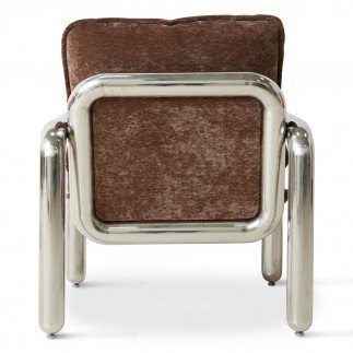 Fauteuil Lounge chromé en velours, HK Living