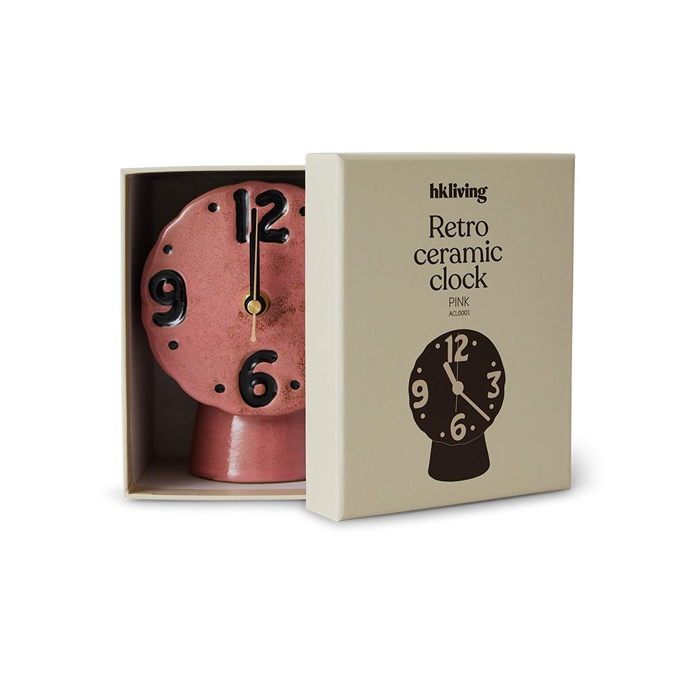 Horloge retro en céramique, Pink, HK Living Horloge retro en céramique, Pink, HK Living