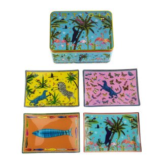 Tin Jungle, Lot de quatre assiettes en verre, Ortigia