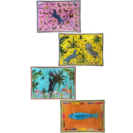 Tin Jungle,Boite quatre assiettes en verre, Ortigia