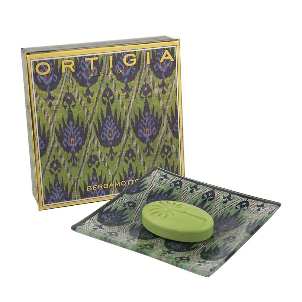 Bergamotto, Coffret Assiette en Verre & Savon, Ortigia Bergamotto, Coffret Assiette en Verre & Savon, Ortigia