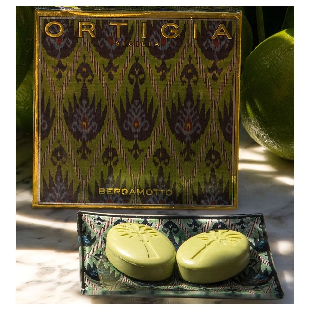 Bergamotto, Coffret Assiette en Verre & Savon, Ortigia Bergamotto, Coffret Assiette en Verre & Savon, Ortigia