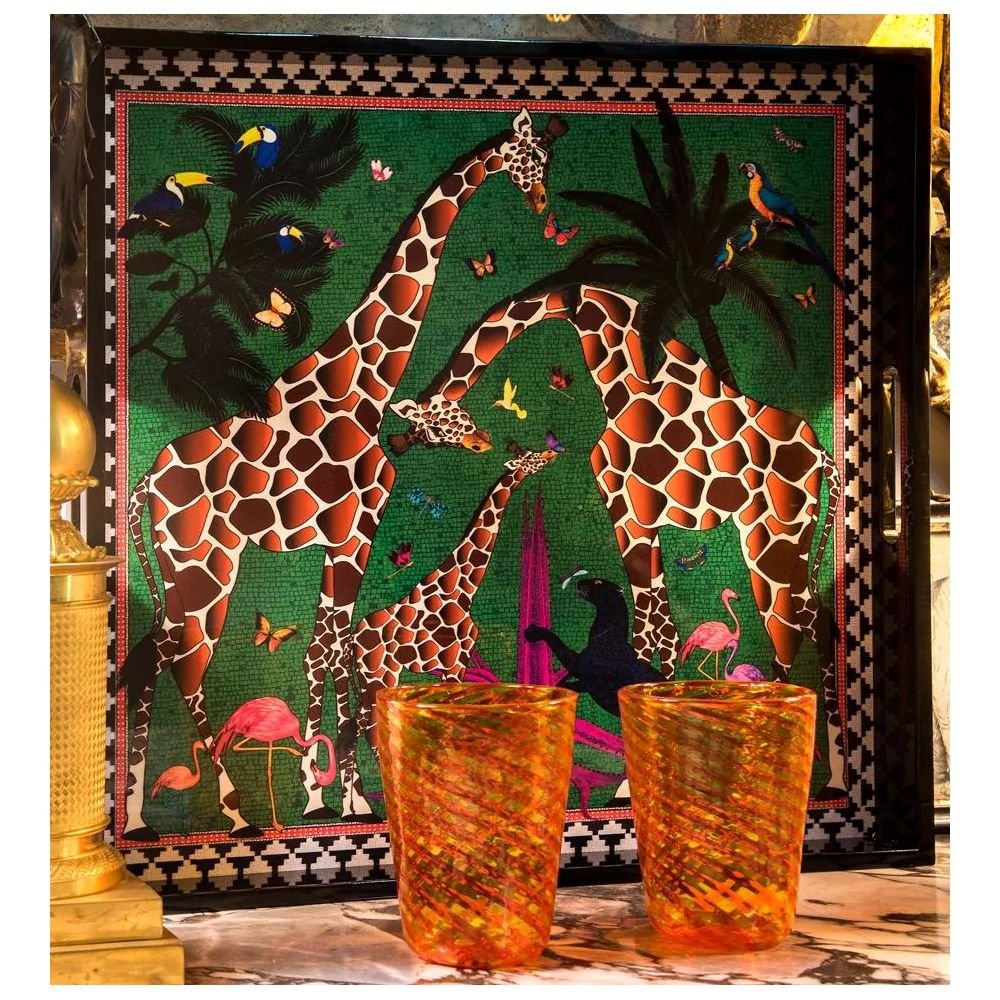 Giraffe Tray Vert, Plateau Ortigia, 45 cm x 45 cm