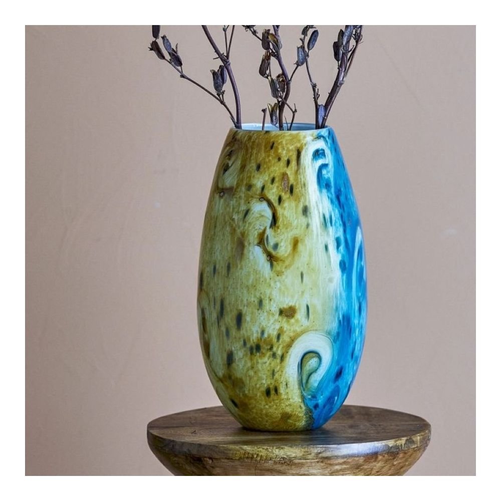 Kalian en Verre Bleu, Vase, Bloomingville