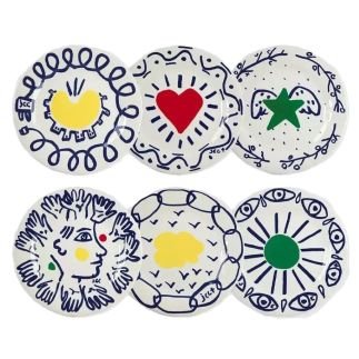 L'Archipel Sentimental, Coffret de 6 assiettes dessert assorties, Faïencerie de Gien, 