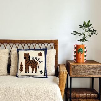 Vase palmier droit orange L17,3 P12,4 H23,4cm