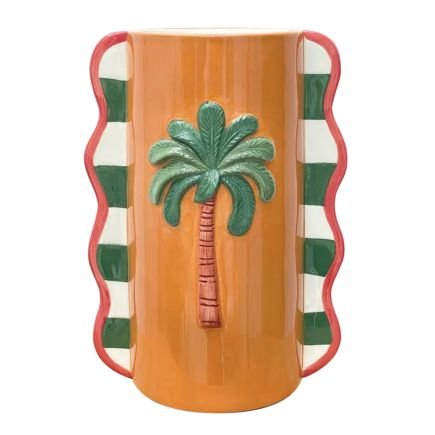 Vase palmier droit orange L17,3 P12,4 H23,4cm