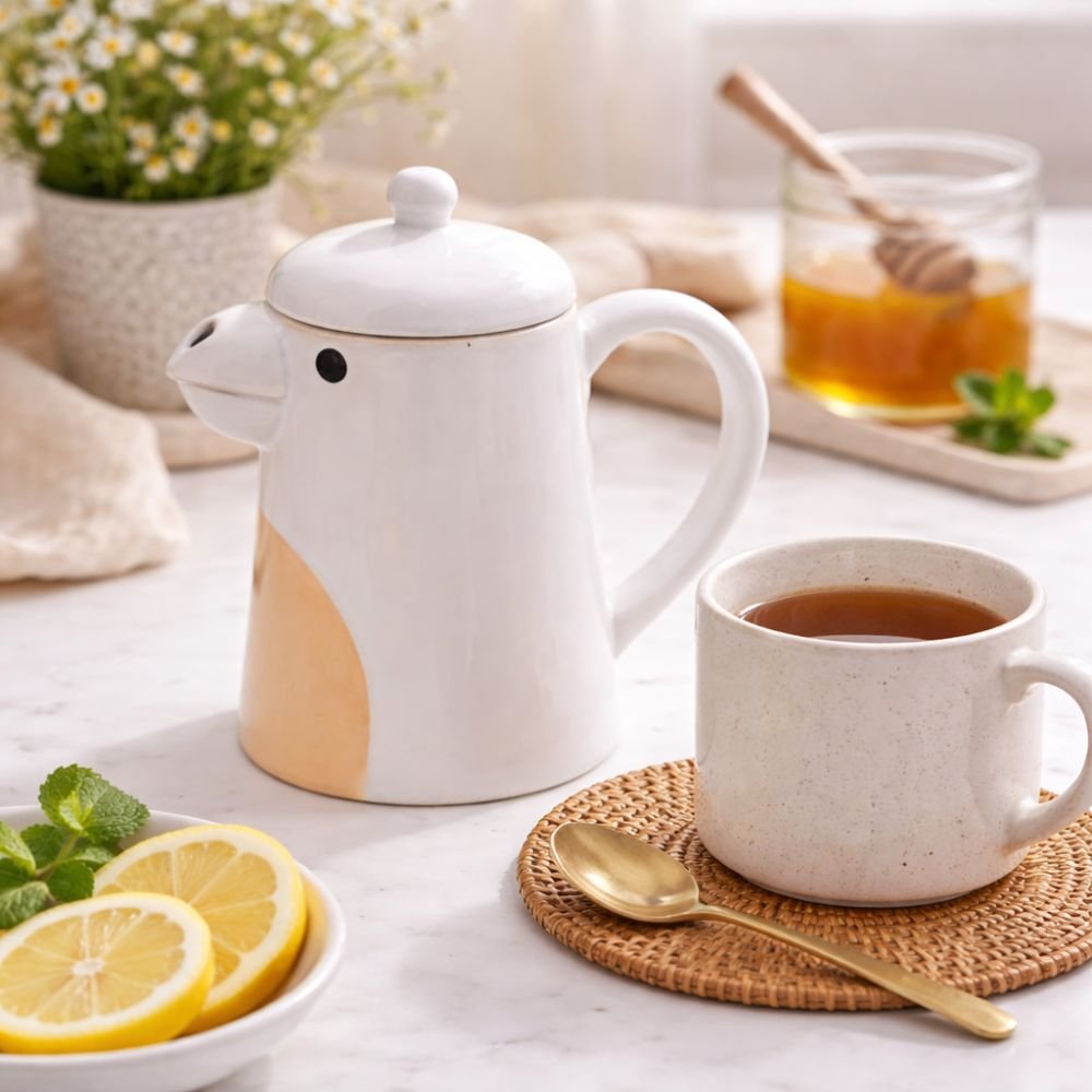 Perroquet blanc, Théière, Opjet Paris