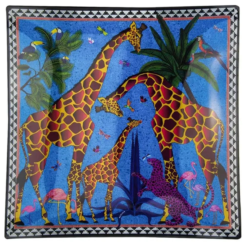 Giraffe Blue 18 cm x 18 cm, Vide-Poche en Verre, Ortigia