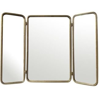 Miroir rectangulaire barbier métal doré 80x60cm, Emde