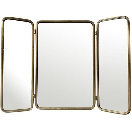 Miroir rectangulaire barbier métal doré 80x60cm, Emde