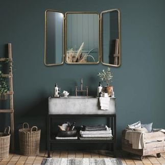 Miroir rectangulaire barbier métal doré 80x60cm, Emde