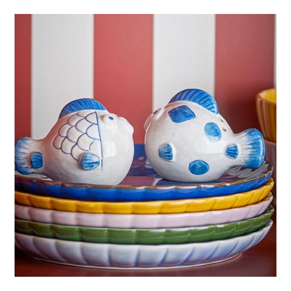 Fugu, Ensemble Salière et Poivrier, Bleu, Bloomingville Fugu, Ensemble Salière et Poivrier, Bleu, Bloomingville