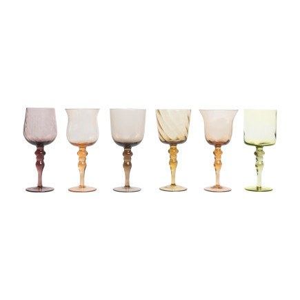 Set 6 Verres à vin Texturé Nuance Ambre/Rose, Bitossi Home