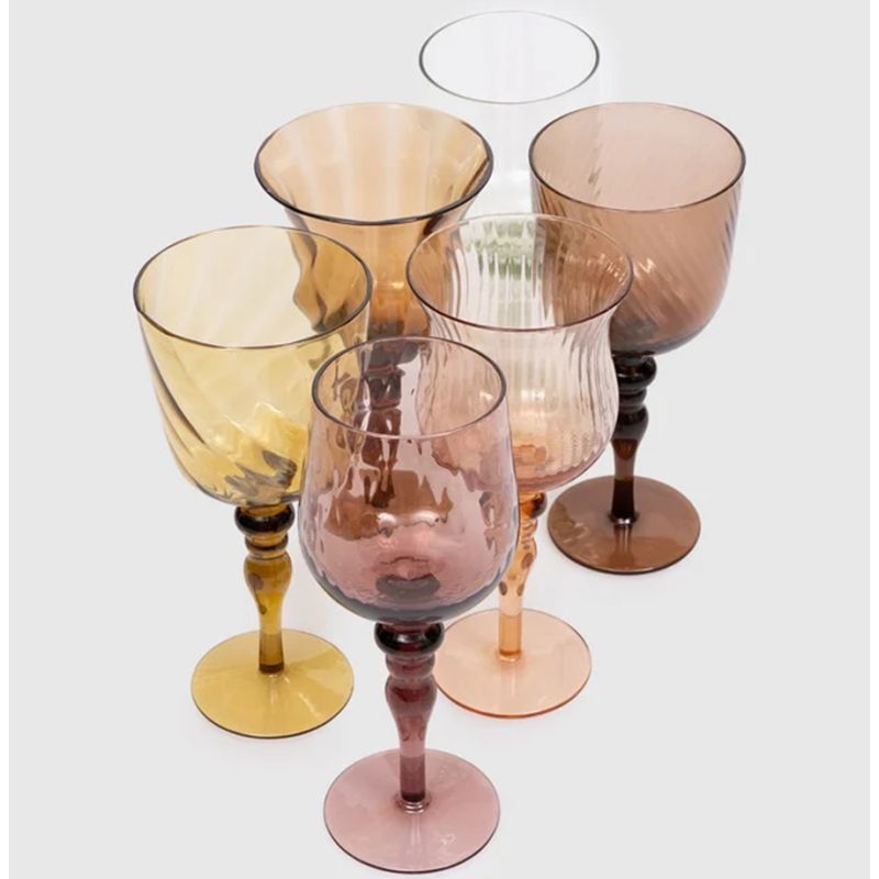 Set 6 Verres à vin Texturé Nuance Ambre/Rose, Bitossi Home