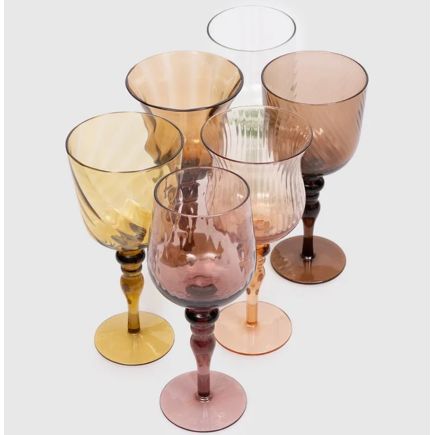 Set 6 Verres à vin Texturé Nuance Ambre/Rose, Bitossi Home