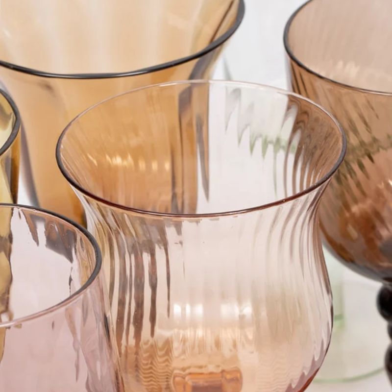 Set 6 Verres à vin Texturé Nuance Ambre/Rose, Bitossi Home