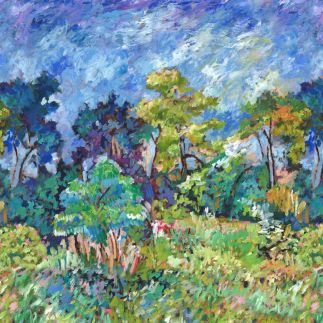 Forêt Impressioniste Cobalt, papier peint panoramique, Designers Guild